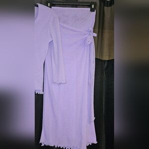 SWEET PEA WOMEN'S LAVENDER 2 PIECE L/S TOP BLOUSE WITH TIEUP SKIRT MEDIUM NWOT